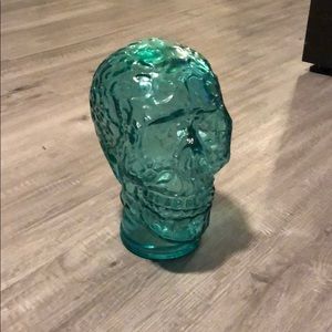 Glass turquoise skull head